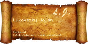 Lukovszky Jolán névjegykártya