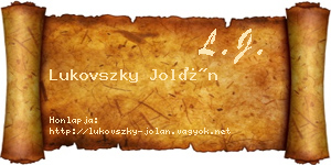 Lukovszky Jolán névjegykártya